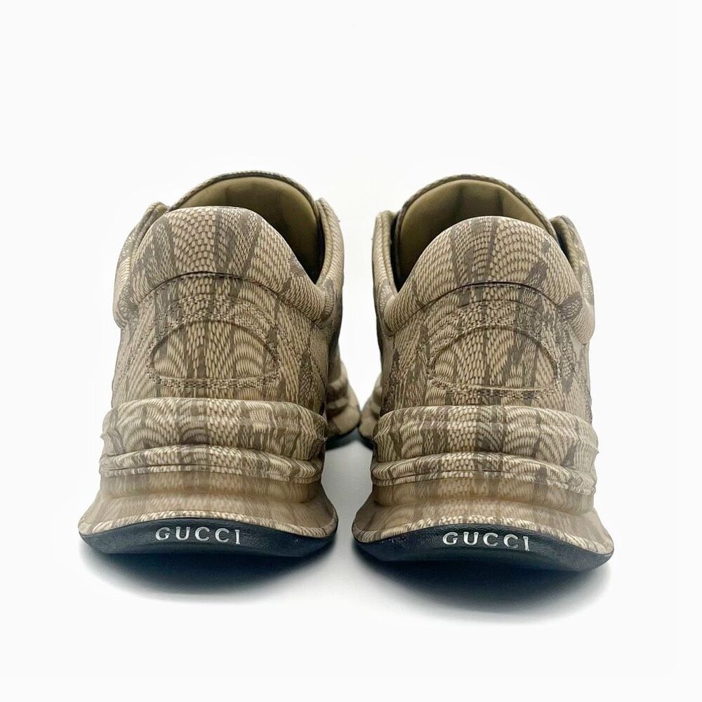 GUCCI Brown Run GG Logo Sneakers Size 39.5 US 9 Low Top Lace Up Monogram - Picture 7 of 14